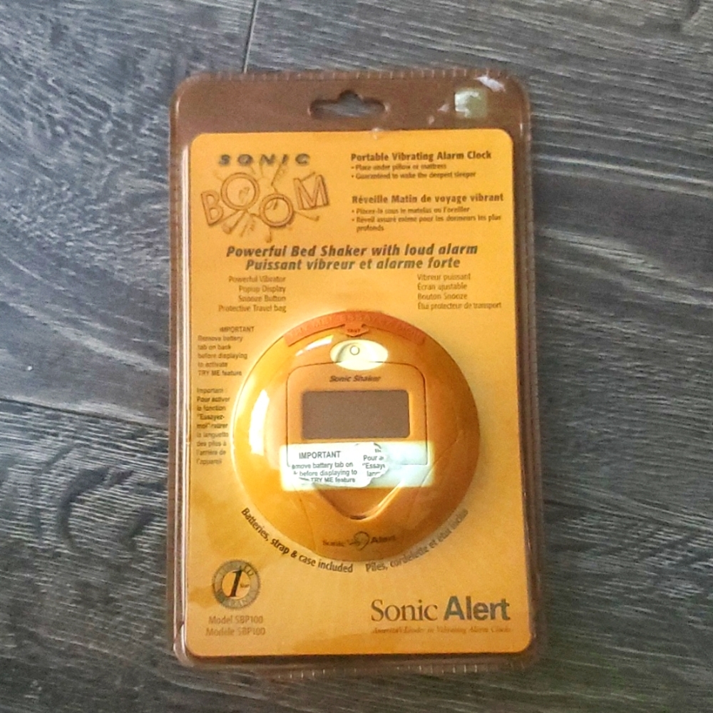 SONIC BOOM Portable Vibrating Alarm Clock- Brand New - Powerful bed shaker